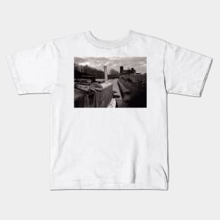 Narrow boat moored next to the canal - Stoke on Trent, UK Kids T-Shirt